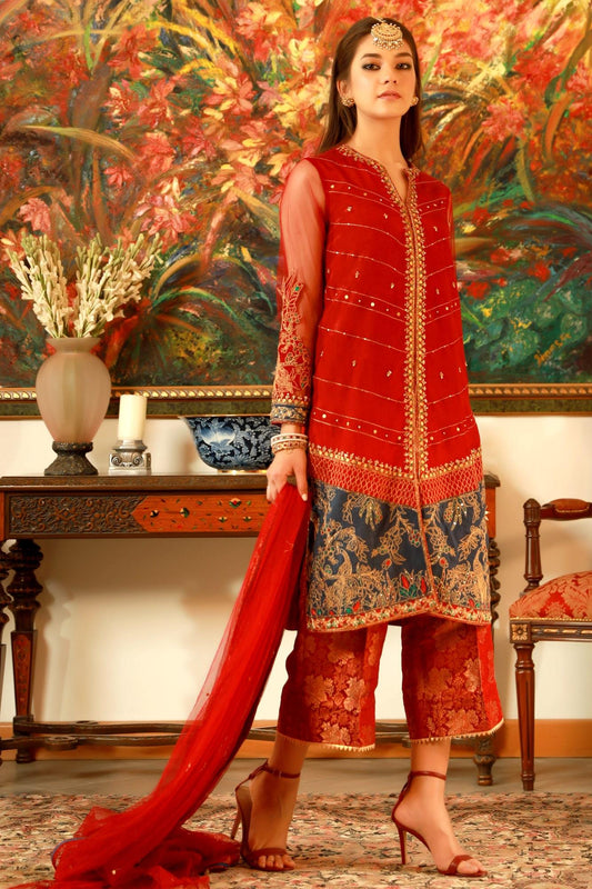 pakistan ready to wear raw silk dress
