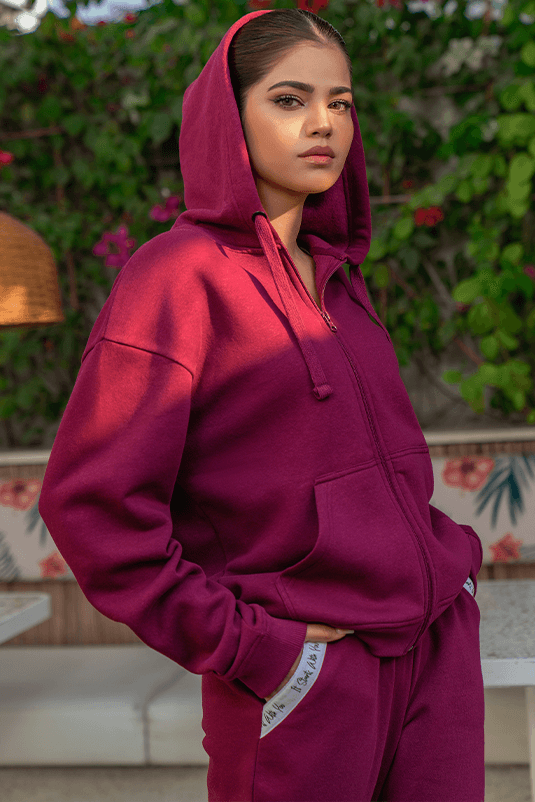 RELAXED FIT HOODIE AND JOGGER PANTS (BURGUNDY)